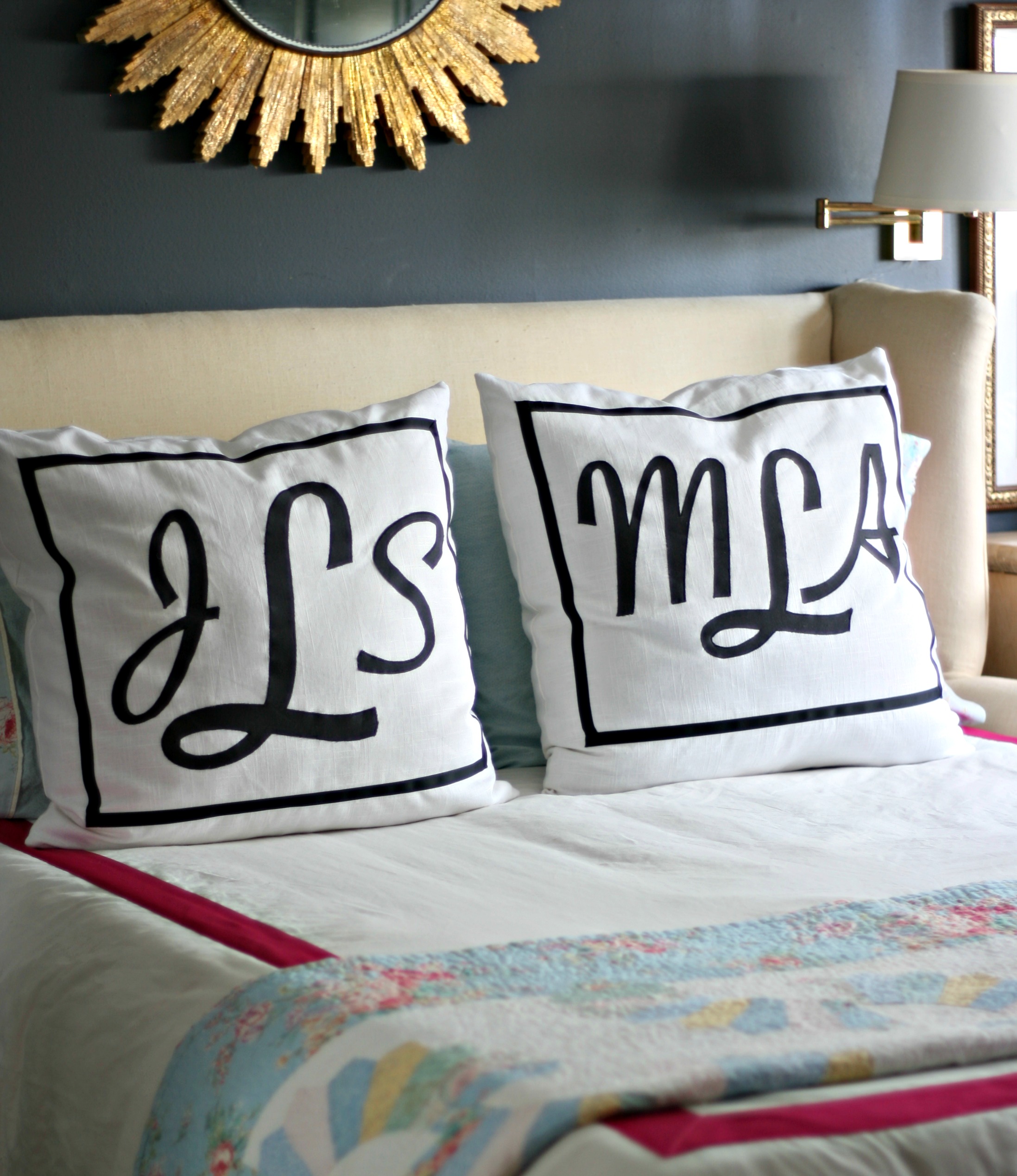 Monogrammed applique pillows