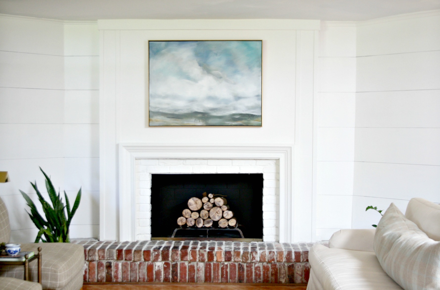 corner brick fireplace makeover