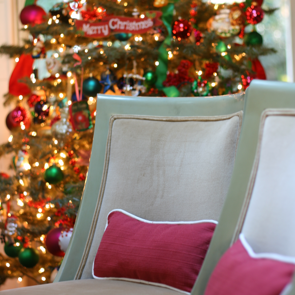 Twelve Days of Christmas Crafts, Day 2-Christmas lumbar pillows for my dining chairs