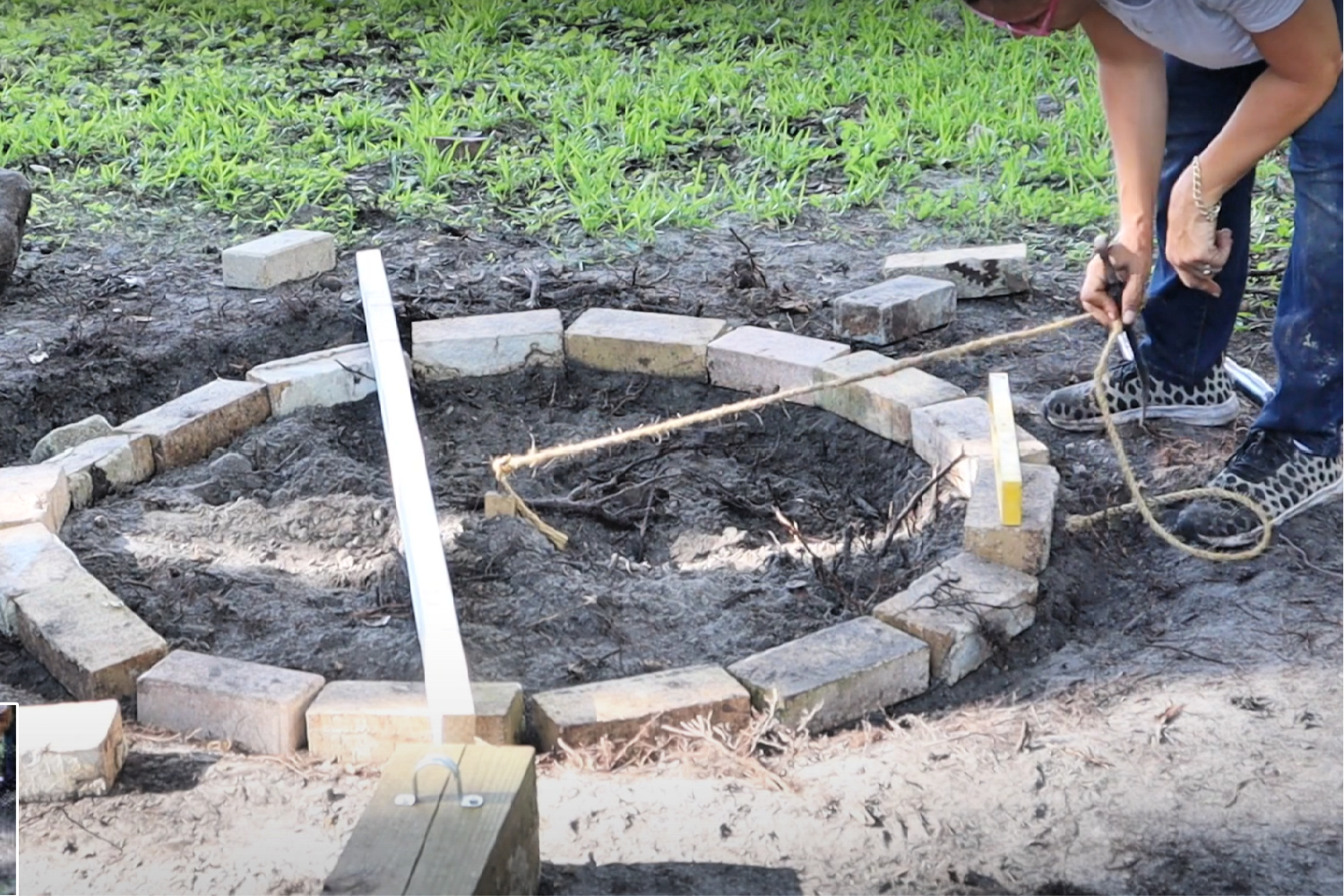 DIY Brick Fire Pit made with leftover fireplace bricks • mimzy & company