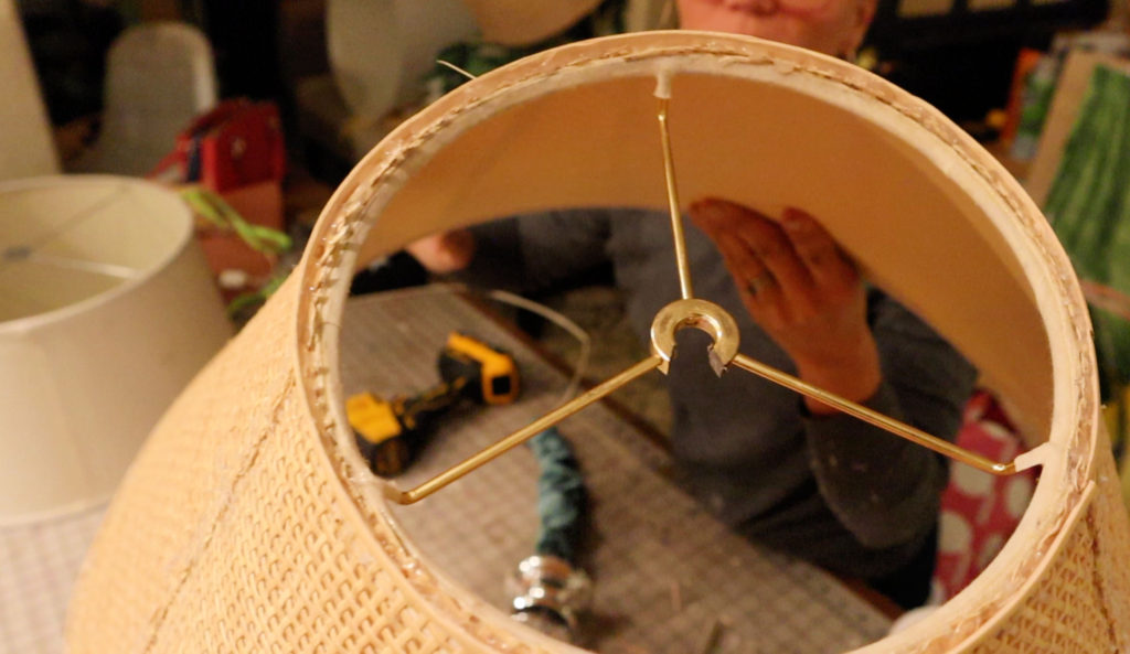 How to cover a lampshade with cane